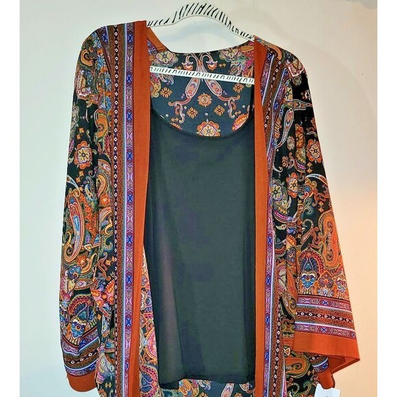 Large Cape Drape Duster Cover Up Cardigan Kimono Handmade Paisley - Picture 1 of 6